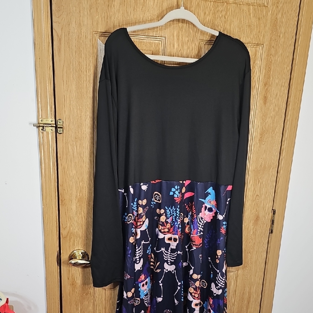 Chic Black and Multicolor Long Sleeve Dress